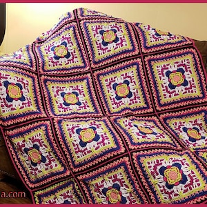 DIGITAL DOWNLOAD: PDF Written Crochet Pattern for the Colorful Visions Afghan Blanket