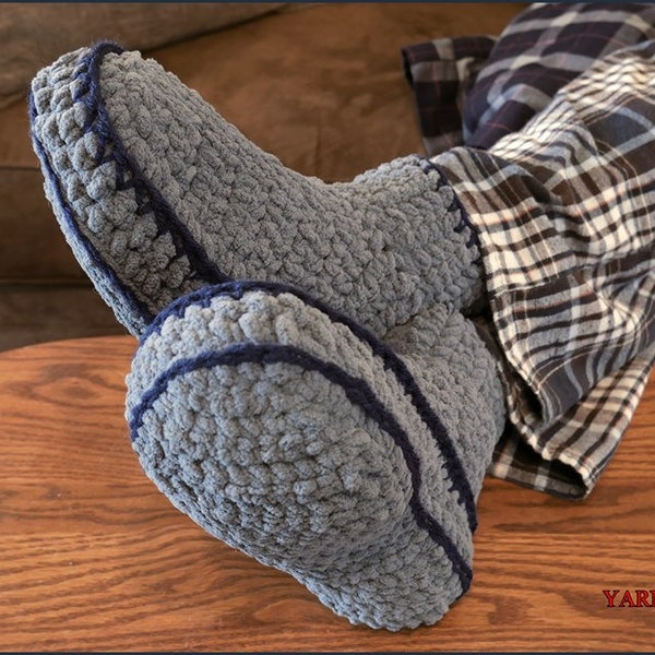 DIGITAL DOWNLOAD: PDF Written Crochet Pattern for the Adult Mens Chunky Slippers