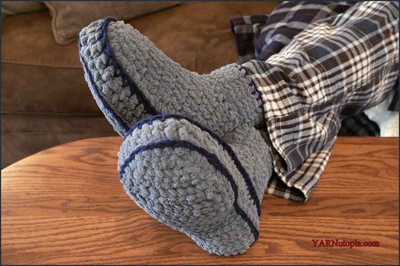 DIGITAL DOWNLOAD: PDF Written Crochet Pattern for the Adult Mens Chunky Slippers image 1