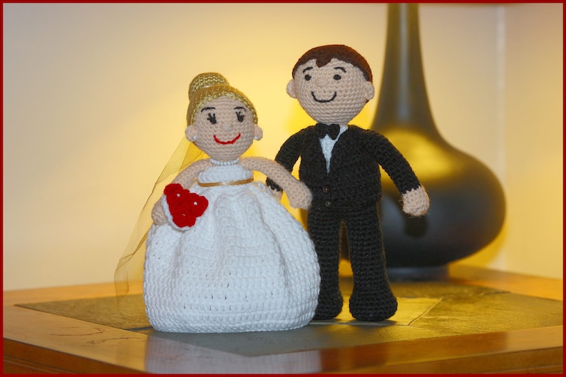 DIGITAL DOWNLOAD: PDF Crochet Pattern for the Bride and Groom Amigurumi Dolls image 1