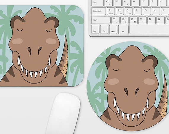 T-Rex Mouse Pad Dinosaur Mousepad Mat Fun Funny Cute T-Rex Gift for Men for Women Office Decor Desk Accessories Circle Round Rectangle