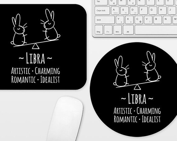 Happy Cat Prints 14 00 Libra Mouse Pad Funny Animal Zodiac Sign Mousepad Black And White Desk Office Decor For Women