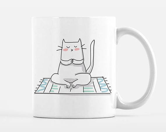 Yoga Cat Mug, Cat Coffee Mug, Yoga Mug, Yoga Gift for Yogi, Yoga Coffee Mug, Cat Cup, Funny Coffee Mug, Cute Mug, Office Mug, Coffee Cup