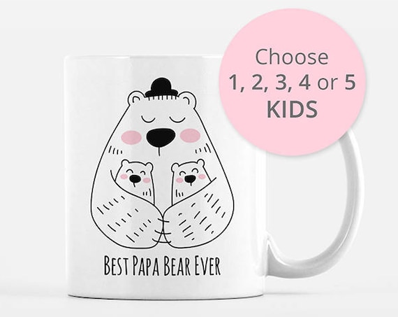 Papa Bear Mug, Dad Mug, New Dad Gift from Twins Triplets, Dad Birthday Gift, Dad Coffee Mug Cup, Fathers Day Gift from Kids, Fathers Day Mug