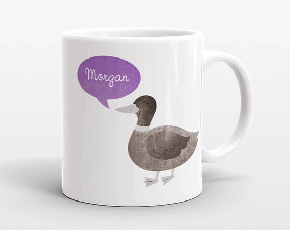 Custom Name Coffee Mug Duck Gift Idea for Women Men Her Him Mom Dad Adult Kid Duck Lover Best Friend Birthday Teacher Gift Personalized