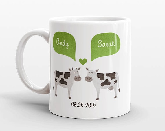 COW Couple Mug Personalized Wedding Gift for Couple Engagement Gift Ideas Anniversary Gift for Men Women Husband Him Her Animal Coffee Mug