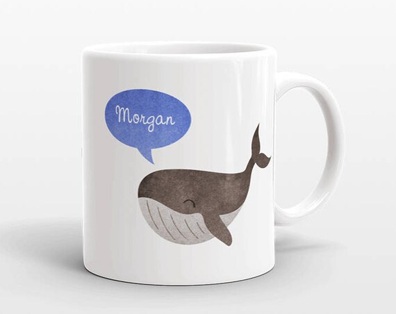 Custom Name Coffee Mug Whale Gift Idea for Women Men Her Him Mom Dad Adult Kid Whale Lover Best Friend Birthday Teacher Gift Personalized