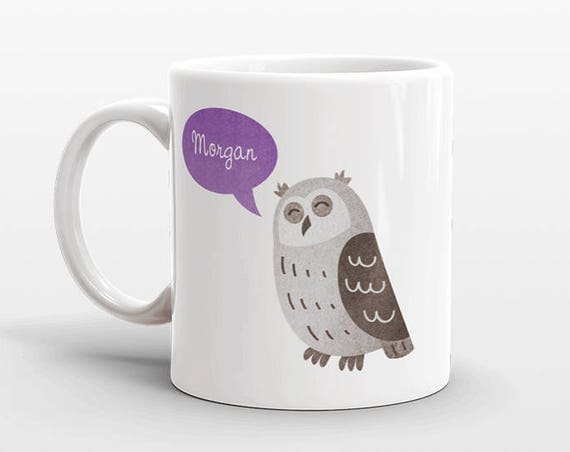 Custom Name Coffee Mug Owl Gift Idea for Women Men Her Him Mom Dad Adult Kid Owl Lover Best Friend Birthday Teacher Gift Personalized