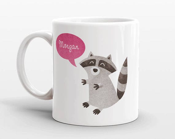 Custom Name Coffee Mug Raccoon Gift Idea for Women Men Her Him Mom Dad Adult Kid Racoon Lover Best Friend Birthday Teacher Gift Personalized