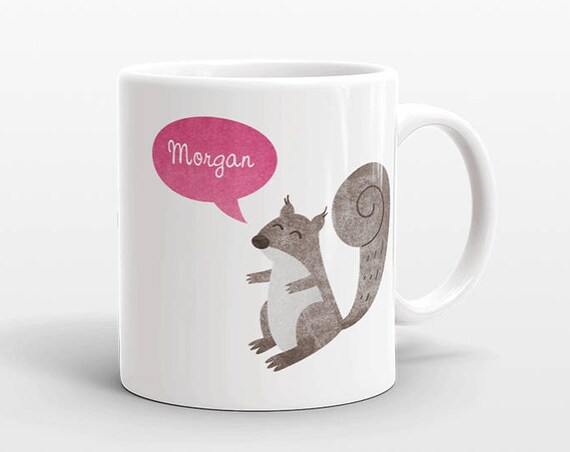 Custom Name Coffee Mug Squirrel Gift Idea for Women Men Her Him Mom Dad Adult Kid Squirrel Lover Best Friend Birthday Teacher Personalized