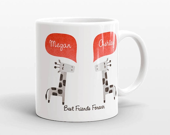 Best Friend Gift, Giraffe Mug, Personalized Best Friend Mug, Animal Best Friend Coffee Mug, Unique Friendship Gift Best Friend Birthday Gift