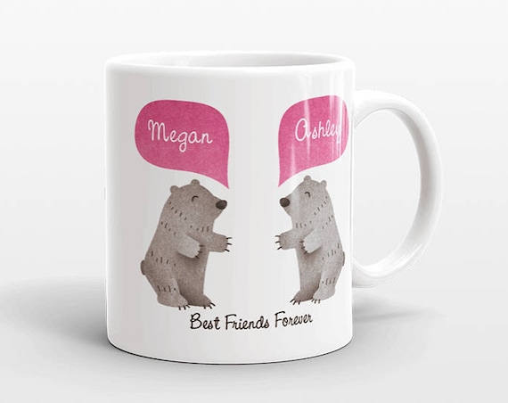 Best Friend Gift, Grizzly Bear Mug, Personalized Best Friend Mug, Animal Best Friend Coffee Mug, Unique Friendship Gift Friend Birthday Gift