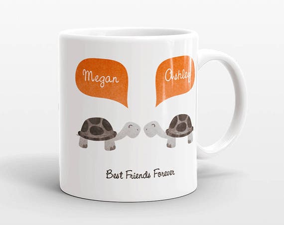 Best Friend Gift, Turtle Mug, Personalized Best Friend Mug, Animal Best Friend Coffee Mug, Unique Friendship Gift Best Friend Birthday Gift