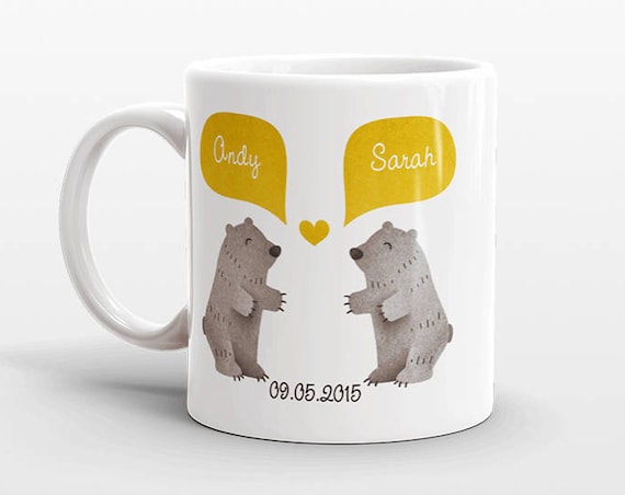 GRIZZLY BEAR Couple Mug Personalized Wedding Gift for Couple Engagement Gift Ideas Anniversary Gift for Men Women Husband Him Her Coffee Mug