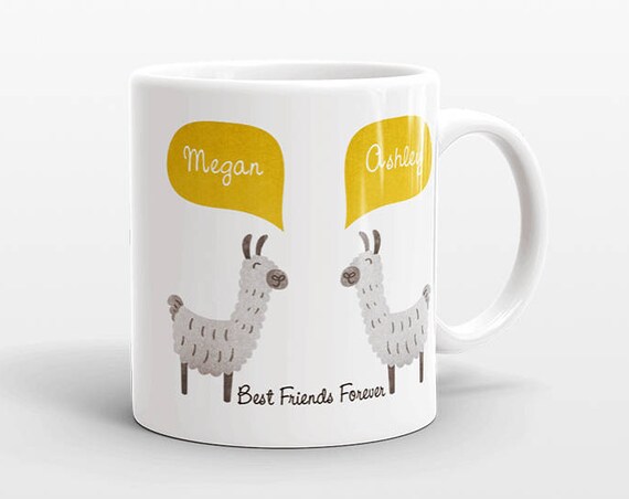 Best Friend Gift, Alpaca Llama Mug, Personalized Best Friend Mug, Animal Best Friend Coffee Mug, Unique Friendship Gift Friend Birthday Gift