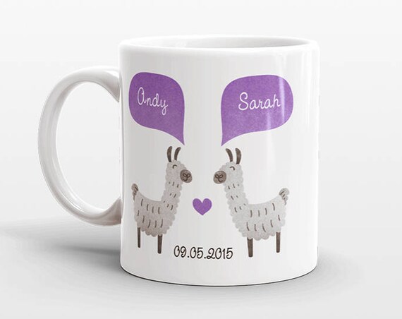 LLAMA Couple Mug Personalized Wedding Gift for Couple Engagement Gift Ideas Anniversary Gift for Men Women Husband Him Her Alpaca Coffee Mug
