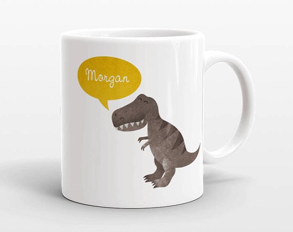 Custom Name Coffee Mug T-Rex Dinosaur Gift Idea for Women Men Her Him Mom Dad Adult Kid Best Friend Birthday Teacher Gift Personalized