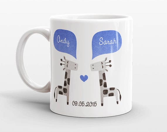 GIRAFFE Couple Mug Personalized Wedding Gift for Couple Engagement Gift Ideas Anniversary Gift for Men Women Husband Him Her Coffee Mug