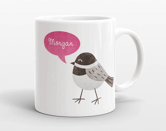 Custom Name Coffee Mug Chickadee Bird Gift Idea for Women Men Her Him Mom Dad Adult Kid Bird Lover Best Friend Birthday Teacher Personalized