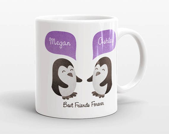 Best Friend Gift, Penguin Mug, Personalized Best Friend Mug, Animal Best Friend Coffee Mug, Unique Friendship Gift Best Friend Birthday Gift