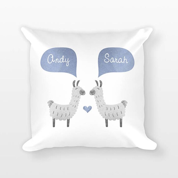 LLAMA Alpaca Pillow, Animal Couple Pillow, Personalized Pillow, Engagement Gift for Couple, Custom Throw Pillow, Decorative Pillow for Couch