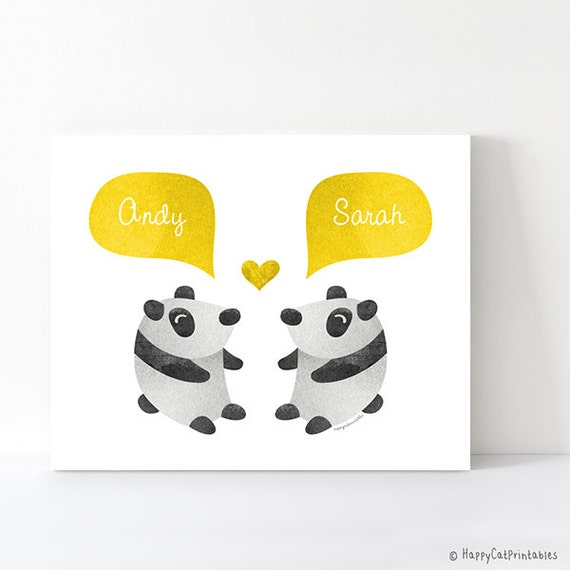items similar to panda couple personalized wall art unique wedding gift