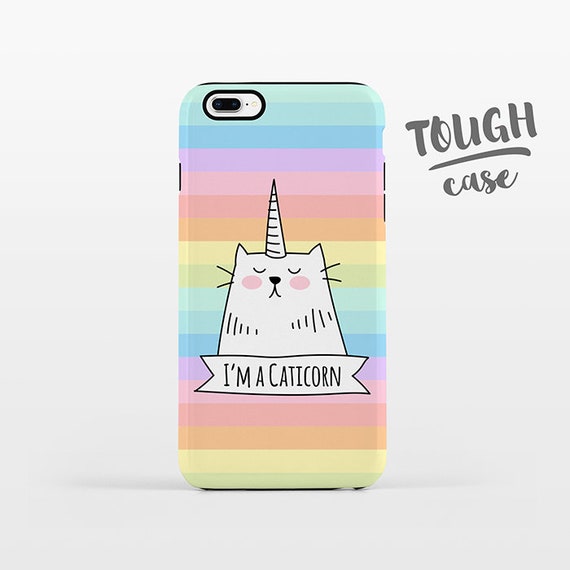 Caticorn Cat Unicorn iPhone Case iPhone 8 Plus Case iPhone X Case iPhone 7 Case iPhone 8 Case iPhone 6 Plus Case 6s SE 5s 5c Pastel Rainbow