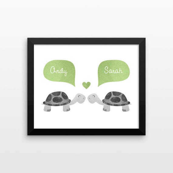 TURTLE Couple Wall Art Print Decor Personalized Wedding Gift for Couple Gift Engagement Gift Idea Anniversary Gift for Wife Husband Her Him