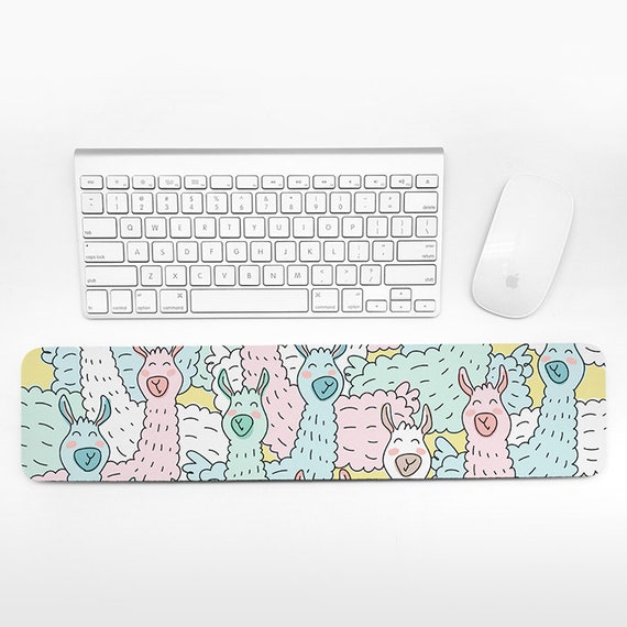 Llama Keyboard Wrist Rest Pad, Pastel Wrist Keyboard Rest, Alpaca Wrist Pad for Keyboard Pad, Fun Cute Animal Desk Cubicle Decor for Women