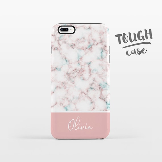 Marble NAME Custom Phone Case Personalized iPhone X Case iPhone 8 Case iPhone 7 Plus Case iPhone 6S Plus iPhone 5 Pink iPhone Case TOUGH