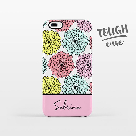 Pastel Flowers NAME Custom Phone Case Personalized iPhone X Case iPhone 8 Case iPhone 7 Plus Case iPhone 6 Plus iPhone 6S Floral iPhone Case