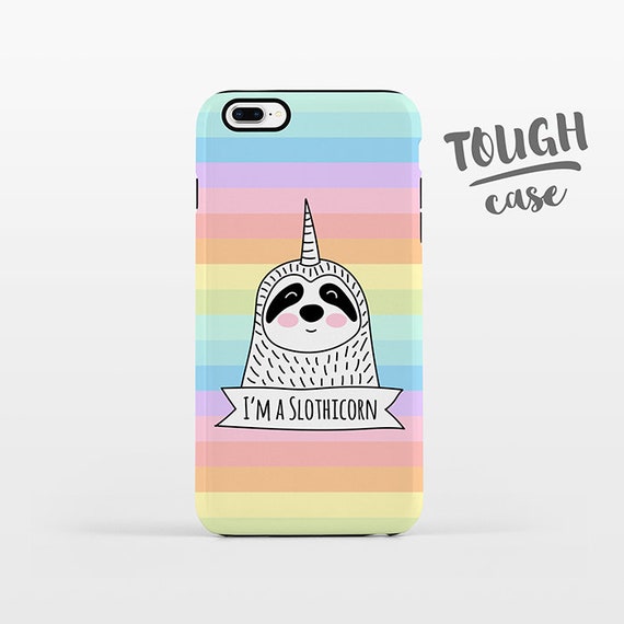 Slothicorn Sloth Phone Case iPhone 8 Plus Case iPhone X Case iPhone 7 Case iPhone 8 Case iPhone 6 Plus Case 6s 5s 5c 5 4 Pastel Rainbow