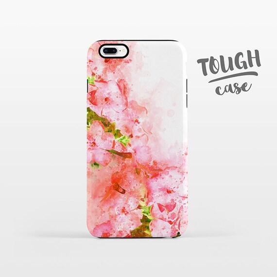 Watercolor Floral iPhone Case iPhone 8 Plus Case iPhone X Case iPhone 7 Case iPhone 8 Case iPhone 6 Plus Case 6s SE 5s 5c Coral Pink Flower