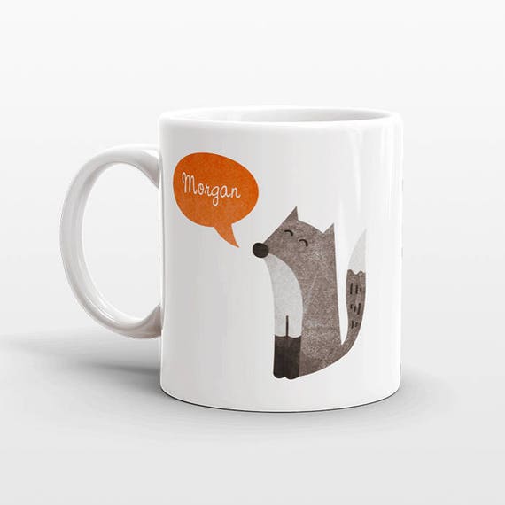 Custom Name Coffee Mug Fox Gift Idea for Women Men Her Him Mom Dad Adult Kid Fox Lover Best Friend Birthday Teacher Gift Personalized
