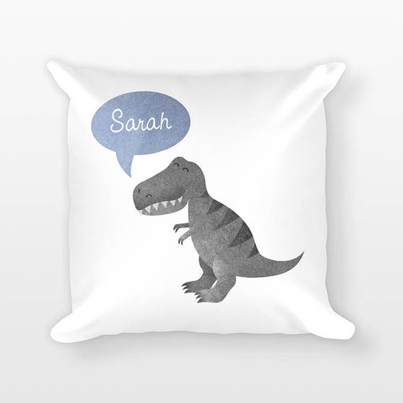 Personalized Pillow, T-Rex Dinosaur Pillow, Custom Name Pillow, Gift for Kids Gift, Kids Room Decor, Animal Pillow, Decorative Throw Pillow