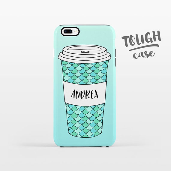 Mermaid Mug Coffee iPhone Case NAME Personalized Phone Case Custom iPhone 8 Plus Case iPhone X Case iPhone 7 Case iPhone 6 Plus iPhone 6s SE