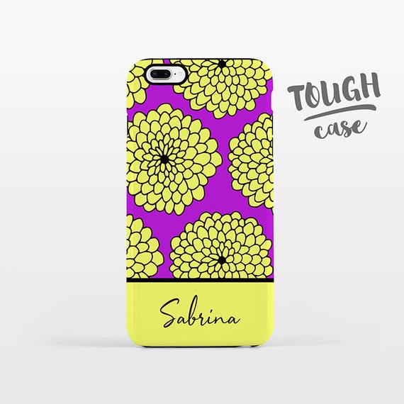 Floral NAME Custom iPhone Case Personalized iPhone 8 Plus Case iPhone X Case iPhone 7 Case iPhone 6 Plus iPhone 6s Flowers Phone Case TOUGH