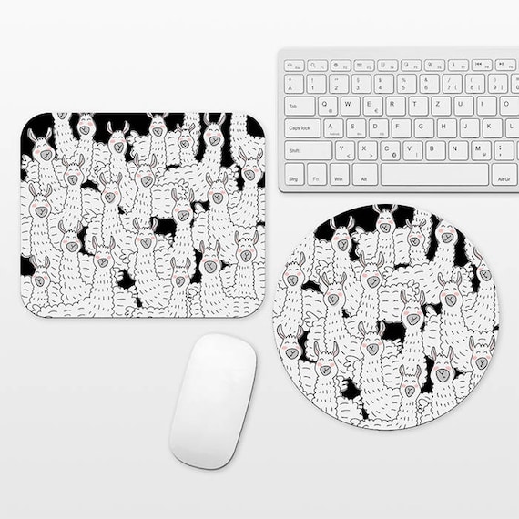 Llama Mouse Pad Black and White Mousepad Fun Unique Mouse Pad for Him, Llama Gift Llama Mousepad, Home Office Mouse Pad, Desk Accessories