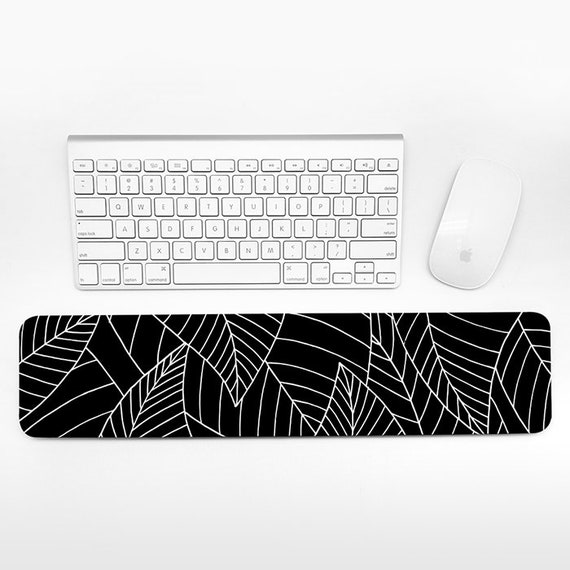 Leaves Keyboard Wrist Rest Pad Black and White Wrist Keyboard Rest Leaf Wrist Pad for Keyboard Pad Cute Desk Cubicle Decor for Women Men