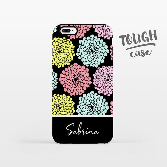 Floral NAME Custom Phone Case Personalized iPhone X Case iPhone 8 Case iPhone 7 Plus Case iPhone 6 Plus iPhone 6S Flowers iPhone Case TOUGH