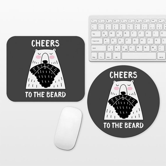 Bear Beard Mouse Pad, Hipster Mousepad, Funny Mouse Pad Mouse Mat, Round Rectangular, Beard Gift, Cubicle Decor Desk Office Decor for Men