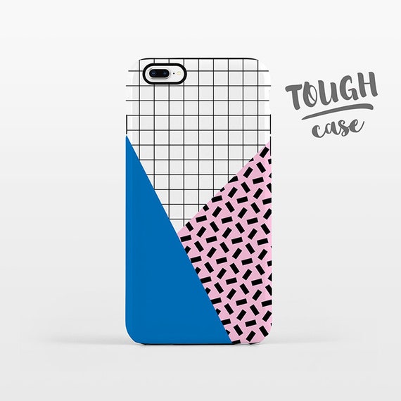 80s Phone Case iPhone X Case iPhone 8 Plus Case iPhone 7 Plus Case iPhone 6 Case iPhone 6S Case SE 5s 5c Retro Grid Confetti Abstract TOUGH