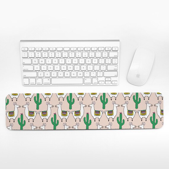 Llama and Cactus Keyboard Wrist Rest Pad Beige Wrist Keyboard Rest Alpaca Wrist Pad for Keyboard Pad Cute Desk Decor Cubicle Decor for Women