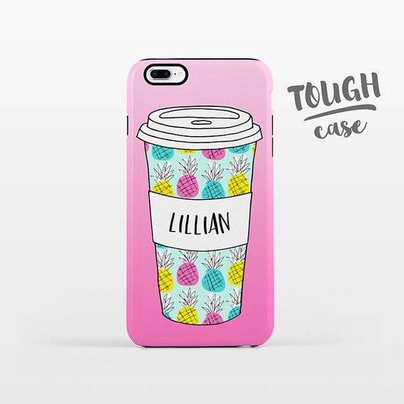 Pineapple Mug Coffee iPhone Case NAME Personalized Phone Case Custom iPhone 8 Plus Case iPhone X Case iPhone 7 Case iPhone 6 Plus iPhone 6s