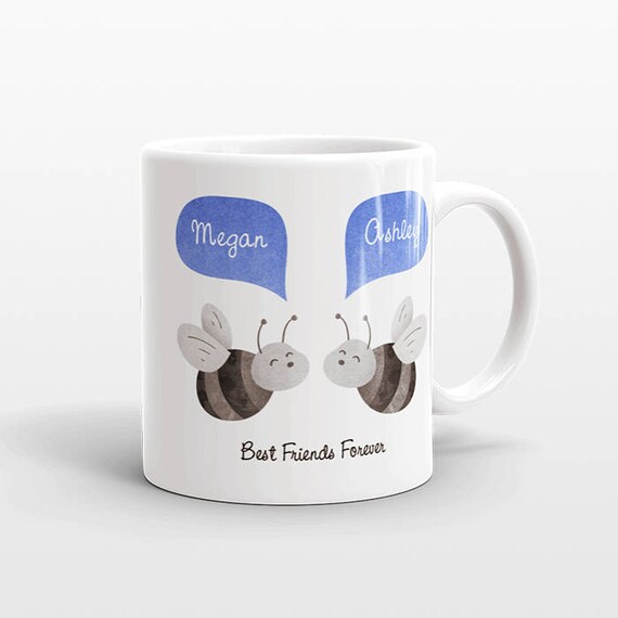 Best Friend Gift, Bee Mug, Personalized Best Friend Mug, Animal Best Friend Coffee Mug, Unique Friendship Gift Best Friend Birthday Gift