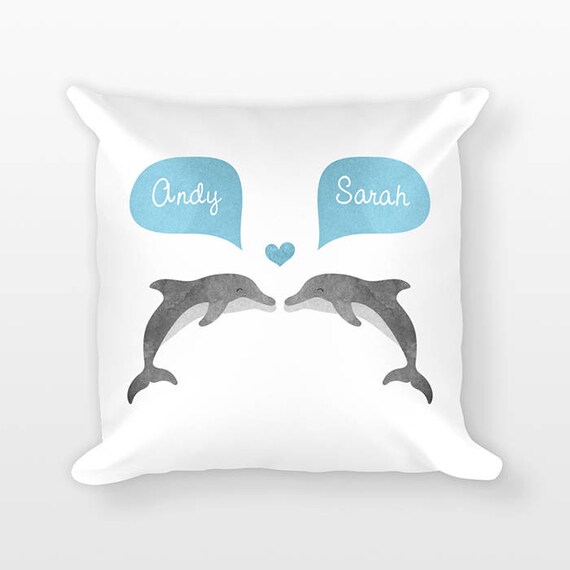 DOLPHIN Pillow, Animal Couple Pillow, Throw Pillow Personalized Pillow Decor, Anniversary Gift for Girlfriend Gift, Dolphin Gift for Her