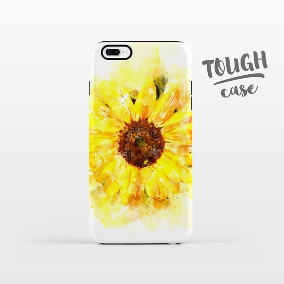 Watercolor Sunflower Phone Case iPhone X Case iPhone 8 Plus Case iPhone 7 Plus Case iPhone 6 Case iPhone 6S Case SE 5s 5c 5 4 Floral TOUGH