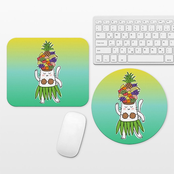 Tropical Mouse Pad Fruits Hawaiian Dancer Cat Mousepad Colorful Funny Mouse Pad Cute Mouse Mat Round Rectangular Cubicle Desk Office Decor
