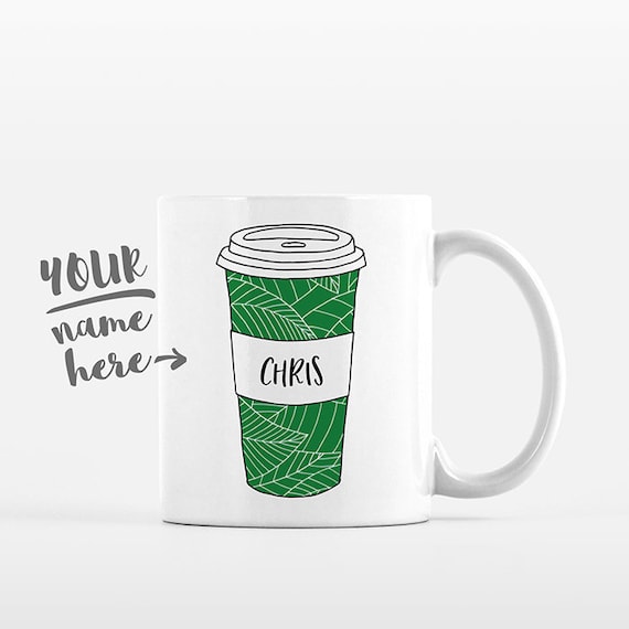 Leaf Leaves Coffee Mug Pattern Tumbler Cup Drawing Personalized Mug Custom Coffee Cup Name Mug Personalized Gift for Women Gift for Friend