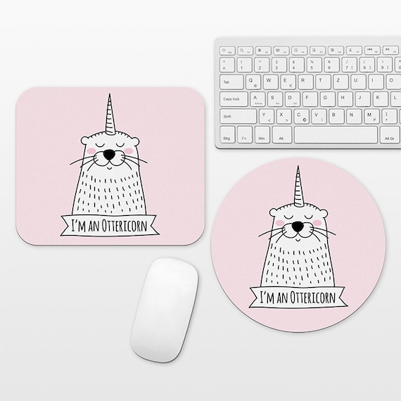 Ottericorn Otter Unicorn Mouse Pad Pink Mousepad Funny Cute Mouse Mat Circle Round Rectangular, Desk Decor Office Desk Accessories for Women